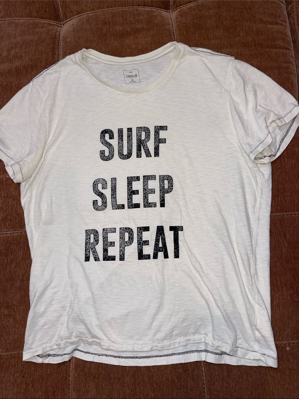 GAP White Short Sleeve Graphic Tee 'Surf Sleep Repeat'